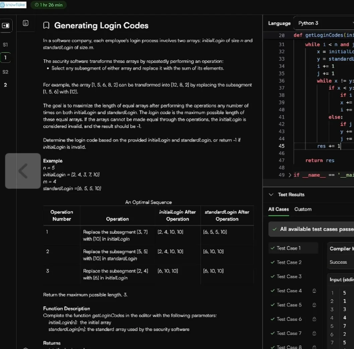 Snowflake OA 独家分享｜HackerRank 两题十分钟秒