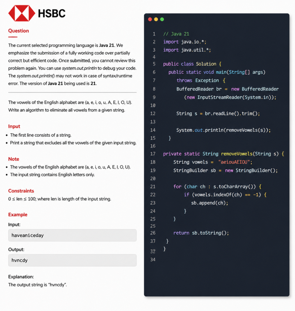 HSBC OA 备考经验分享|Java 21 两题拆解 HSBC OA 备考经验分享|Java 21 两题拆解