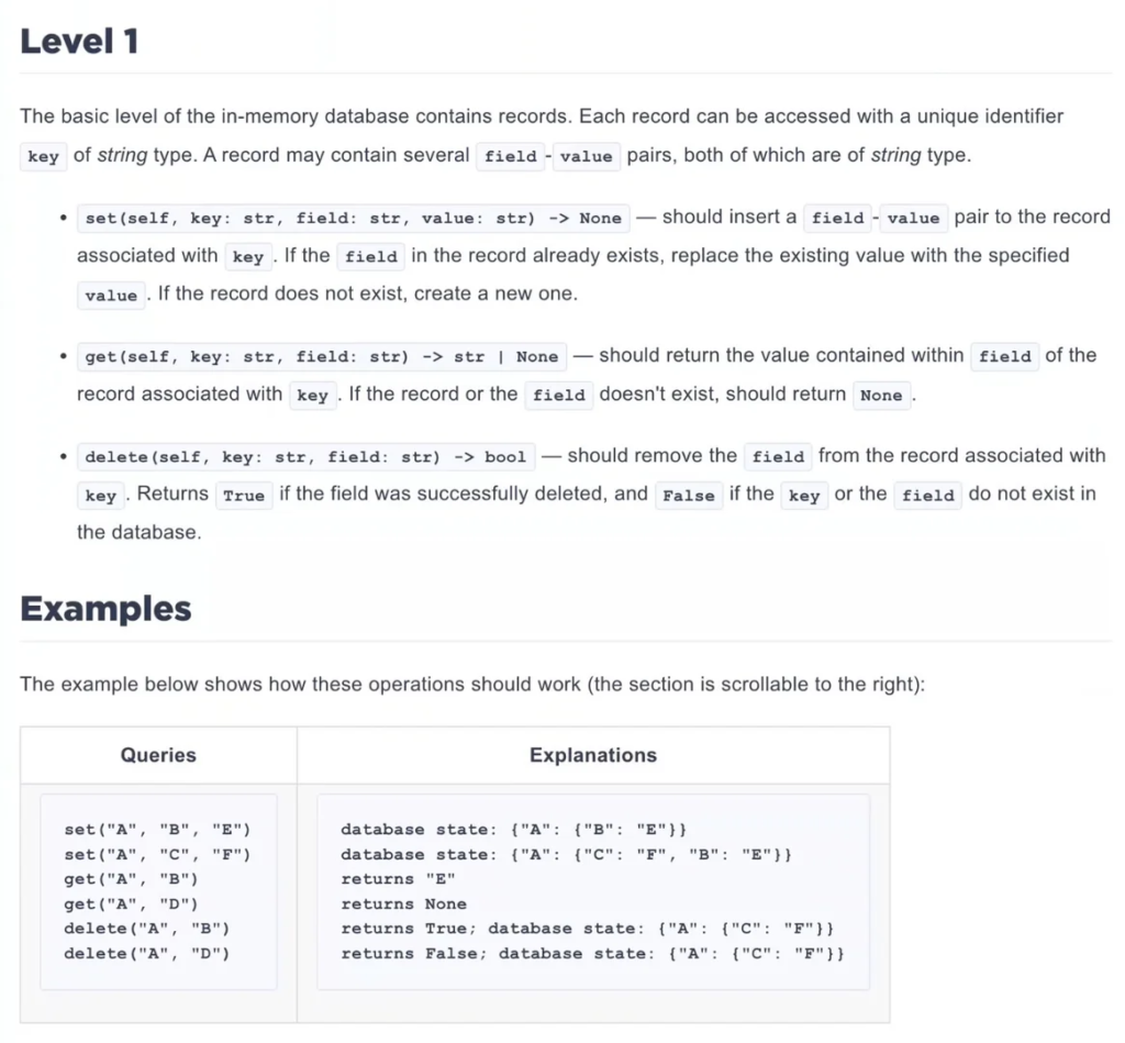 Coinbase OA LeetCode 风格复盘｜CodeSignal 四 Level 内存数据库